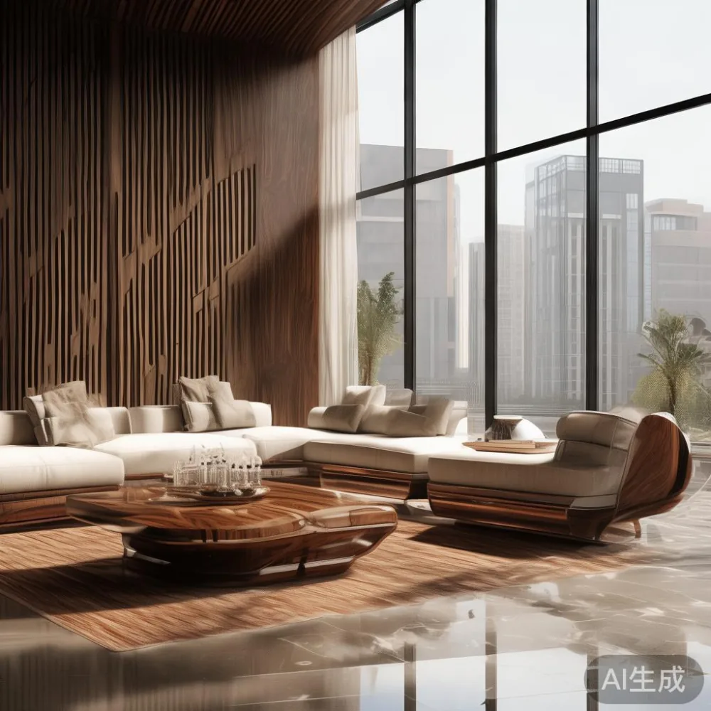 Luxury majlis furniture set in a modern living room, Doha