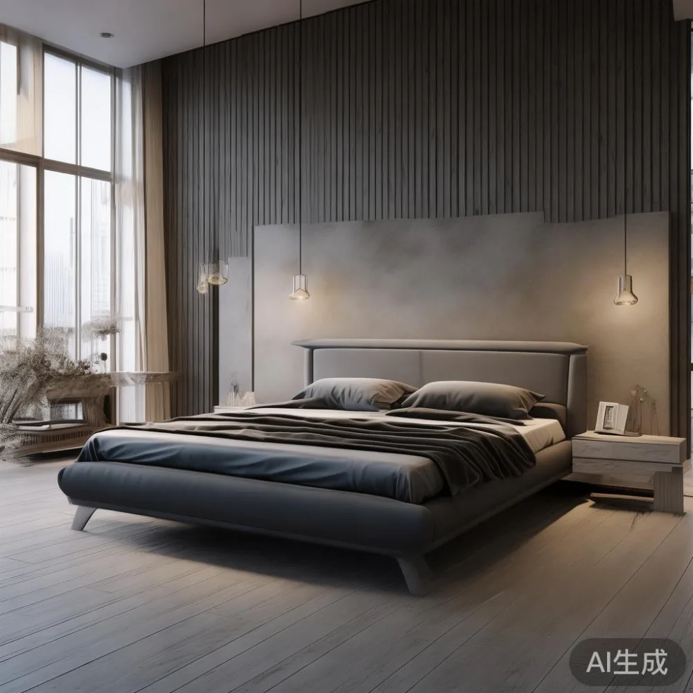سرير غرفة رئيسية بتصميم ما بعد الحداثة بارتفاع 15 سم